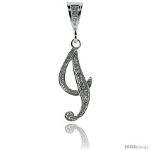 Sterling Silver Large Script Initial Letter I Pendant w/ Cubic Zirconia Stones,  - £44.29 GBP