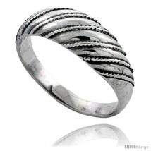 Size 5 - Sterling Silver Striped Dome Ring 5/16 in  - £16.71 GBP