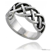 Size 4 - Sterling Silver Celtic Knot Wedding Band / Thumb Ring 3/8 in wide  - £19.56 GBP