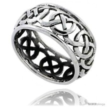 Size 6 - Sterling Silver Celtic Knot Wedding Band / Thumb Ring, 3/8 in wide  - £19.52 GBP