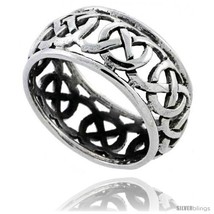 Size 10 - Sterling Silver Celtic Knot Wedding Band / Thumb Ring, 3/8 in wide  - £19.52 GBP