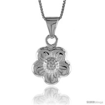 Sterling Silver Flower Pendant, Made in Italy. 11/16 in. (17 mm)  - £25.81 GBP