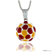 Sterling Silver Small Enamel Soccer Ball Pendant, Made in Italy. 1/2 in. (13  - $21.75