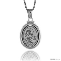Sterling Silver Madonna & Child Medal, Made in Italy. 3/4 in. (19 mm)  - $19.01