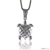 Sterling silver turtle pendant made in italy 9 16 in 15 mm tall thumb200