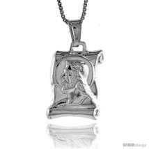 Sterling Silver Jesus Scroll Pendant, Made in Italy. 3/4 in. (19 mm)  - £18.55 GBP