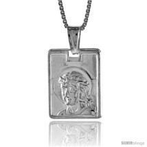 Sterling Silver Jesus Pendant, Made in Italy. 5/8 in. (17 mm) Tall -Style  - £32.25 GBP