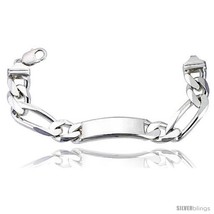 Length 8 - Very Large Sterling Silver Italian ID Bracelet Figaro Link 5/8 in  - £272.85 GBP