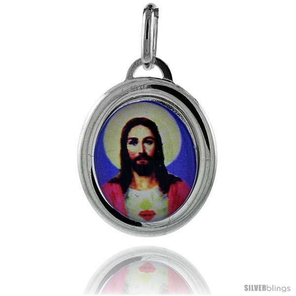 Primary image for Sterling Silver Sacred Heart of Jesus Charm Made in Italy 3/4 in 
