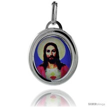 Sterling Silver Sacred Heart of Jesus Charm Made in Italy 3/4 in  - $30.00
