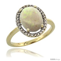 Size 5 - 10k Yellow Gold Diamond Halo Opal Ring 2.4 carat Oval shape 10X8 mm,  - £391.93 GBP