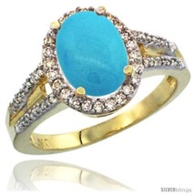 Size 8.5 - 10k Yellow Gold Ladies Natural Turquoise Ring oval 10x8  - £598.04 GBP