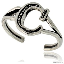 Sterling Silver Initial Letter C Alphabet Toe Ring / Baby Ring, Adjustable  - $17.40