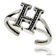 Sterling Silver Initial Letter H Alphabet Toe Ring / Baby Ring, Adjustable  - $17.40