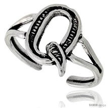 Sterling Silver Initial Letter Q Alphabet Toe Ring / Baby Ring, Adjustable  - $17.40