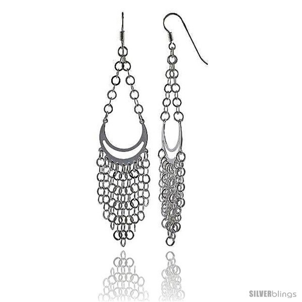 Sterling Silver Pear-shaped Chandelier Fish Hook Dangling Earrings, w/  - $107.27
