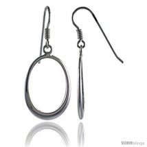 Sterling Silver Oval Cut Out Fish Hook Dangling Earrings, 1 5/8in  (41 mm)  - $44.36