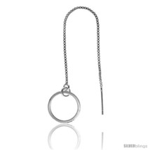 Sterling Silver Italian Threader Earrings with Circle drop total length 4 1/2in  - $35.77