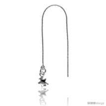 Sterling Silver Italian Threader Earrings with Star drop total length 4 1/2in   - $35.77