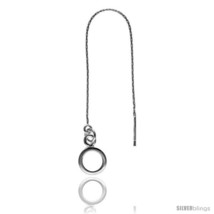 Sterling Silver Italian Threader Earrings with Small Circle drop total length 4  - $35.77