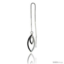 Sterling Silver Italian Thread Earrings with Marquis drop total length 4 1/2in   - $30.59