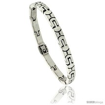 Length 8 - Sterling Silver Men's U-shaped Link Bracelet Handmade 1/4 in wide  - $229.64