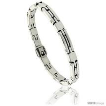 Length 8 - Sterling Silver Men&#39;s Brick Style Link Bracelet Handmade 1/4 in  - £176.35 GBP