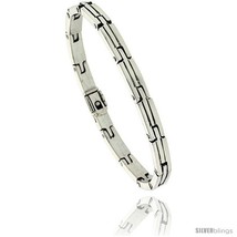 Length 7.5 - Sterling Silver Men's Brick Style Link Bracelet Handmade 1/4 in  - $210.69