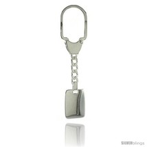 Sterling Silver Key Ring w/ plain Tag 15/16 in. x 11/16 in. (24 mm X 18 mm  - £54.28 GBP