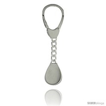 Sterling Silver Key Ring w/ plain Tag 15/16 in. x 3/4 in. (24 mm X 19 mm  - £55.89 GBP