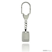 Sterling Silver Key Ring w/ Rectangular Tag 15/16 in. x 11/16 in. (24 mm... - £54.91 GBP