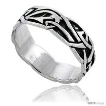 Size 9.5 - Sterling Silver Celtic Knot Wedding Band / Thumb Ring, 1/4 in wide  - £17.33 GBP