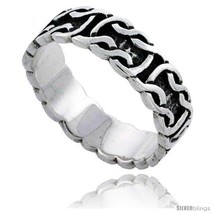 Size 7.5 - Sterling Silver Celtic Knot Wedding Band / Thumb Ring, 1/4 in... - £19.20 GBP