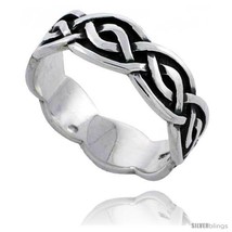 Size 10 - Sterling Silver Celtic Knot Wedding Band / Thumb Ring, 1/4 in wide  - £16.54 GBP