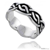 Size 6.5 - Sterling Silver Celtic Knot Wedding Band / Thumb Ring, 1/4 in... - £16.58 GBP