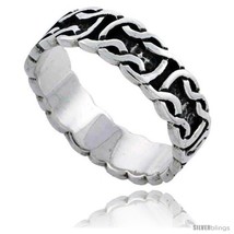 Size 10 - Sterling Silver Celtic Knot Wedding Band / Thumb Ring, 1/4 in wide  - £19.52 GBP