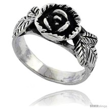 Size 6 - Sterling Silver Rose Flower Ring 3/8  - £13.70 GBP