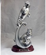 Vintage two Sea Lions silver color Sculpture 10 ¼” Suanti Galleries - £11.94 GBP