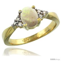 Size 9 - 10k Yellow Gold Ladies Natural Opal Ring oval 7x5 Stone -Style  - £286.86 GBP