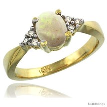 Size 8.5 - 10k Yellow Gold Ladies Natural Opal Ring oval 7x5 Stone -Style  - £286.86 GBP