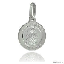 Sterling Silver Saint Jude Medal 1/2 in Round Made in Italy, Free 24 in  - $16.17
