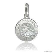 Sterling Silver Saint Christopher Medal 1/2 in Round Made in Italy, Free 24 in  - £12.92 GBP
