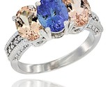 Ite gold natural tanzanite morganite sides ring 3 stone oval 7x5 mm diamond accent thumb155 crop