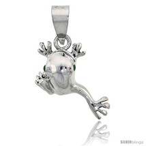 Sterling Silver Hopping Frog Pendant, 1 1/4in  (32 mm)  - £28.92 GBP