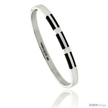 Sterling Silver Bangle Bracelet w/ Black Onyx Inlay, 3/16 in  - $153.90
