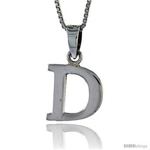 Sterling Silver Block Initial Letter D Aphabet Pendant Highly Polished, 1/2 in  - $17.00