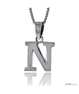 Sterling Silver Block Initial Letter N Aphabet Pendant Highly Polished, ... - £13.36 GBP