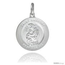 Sterling Silver Saint Anthony Medal 3/4 in Round Made in Italy, Free 24 in  - £20.30 GBP