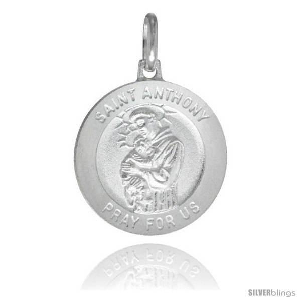Primary image for Sterling Silver Saint Anthony Medal 3/4 in Round Made in Italy, Free 24 in 