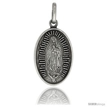 Sterling Silver Guadalupe Medal Oval 7/8 x 1/2 in Round Made in Italy, Free 24  - $44.40
